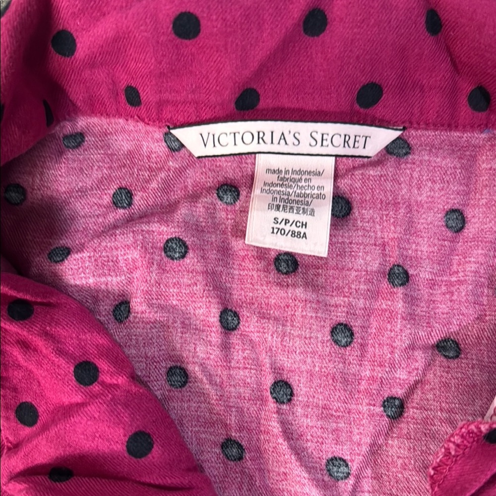 Victoria's Secret Fuchsia Polka Dot Pajama Set - Picture 2 of 3